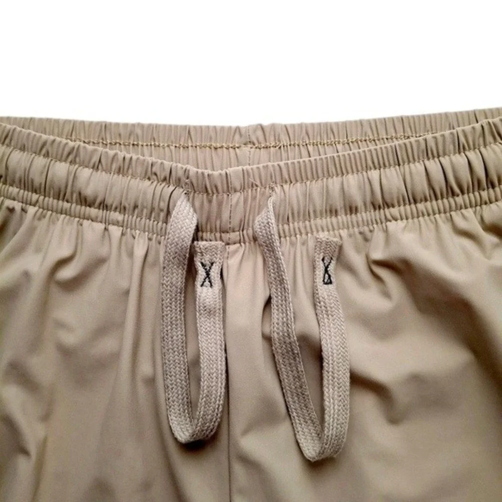 Fashion Womens‎ Joggers Active Pants Medium Beige Zip Pockets Stretch Unbranded